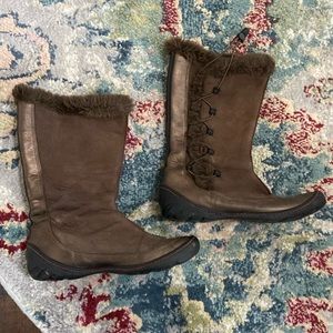 Privo-brown leather/metallic color boots-ladies size 8.5